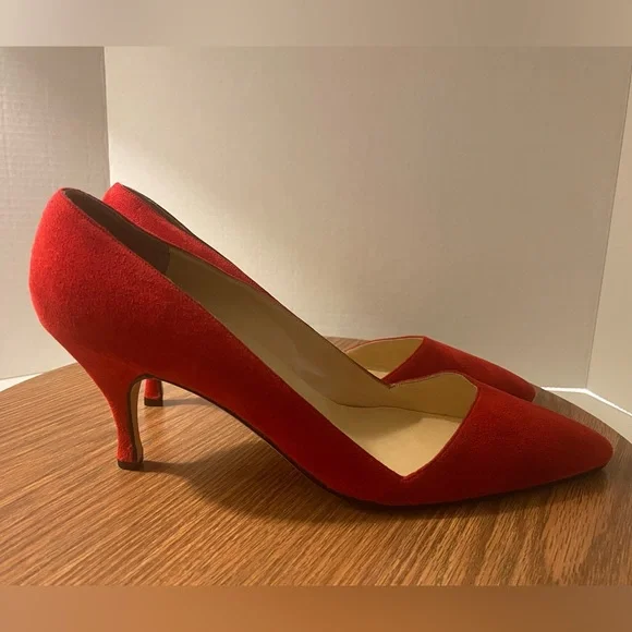 Silvia Fiorentina Red Suede Leather Pumps NWT 10.5
